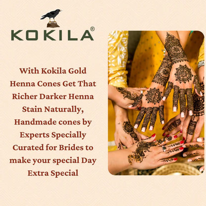Kokila Bridal Special Premium Gold Mehendi Cones - 35 gm - Pack of 12