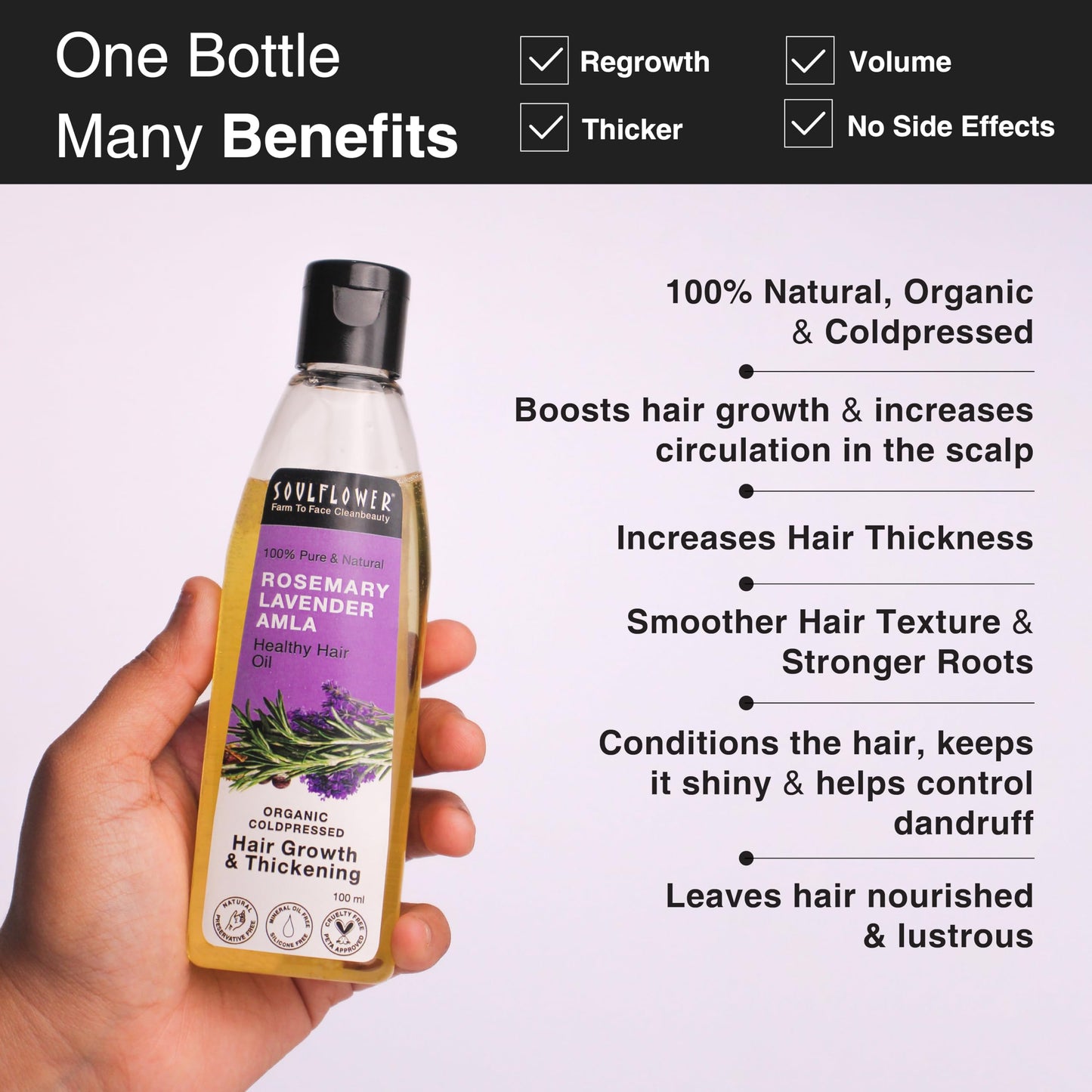 Soulflower Pure & Natural Rosemary Lavender Healthy Hair Oil
