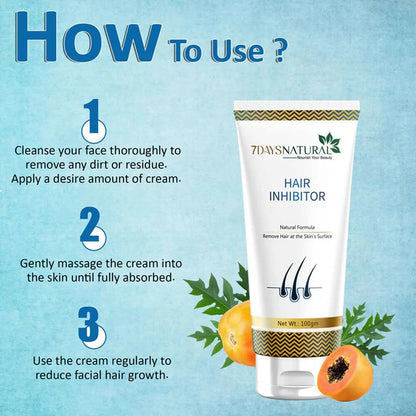 7 Days Organic Hair Inhibitor Permanent Hair Removal Cream - 100 gm