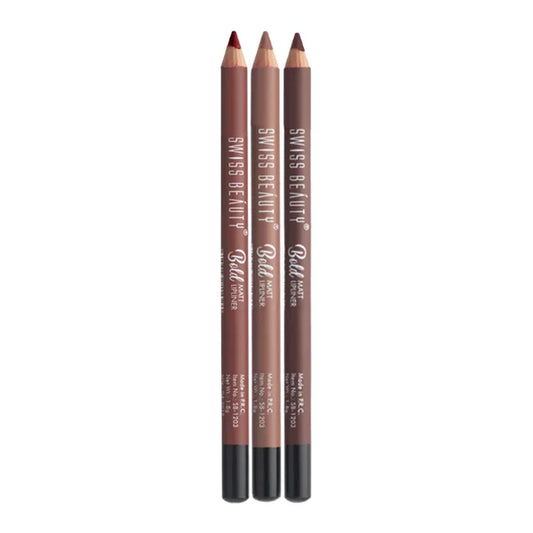 Swiss Beauty Bold Matte Lips Liner Pencil Set Of 3 - 14 Bobby Brown, 6 Cherry Brown & 3 Choco Nude - 3 pcs