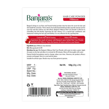 Banjara's Hibiscus Hair Care Powder - 20 gm - Pack of 5