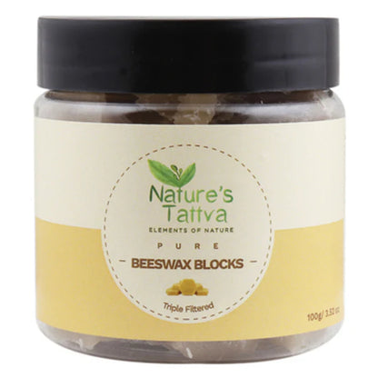 Tattvalogy Pure Beeswax Blocks in Jar Packaging, Perfect for Making Lip Balm, Lotion Bars - 100 gm