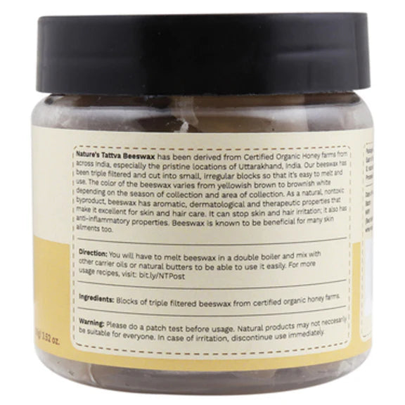 Tattvalogy Pure Beeswax Blocks in Jar Packaging, Perfect for Making Lip Balm, Lotion Bars - 100 gm