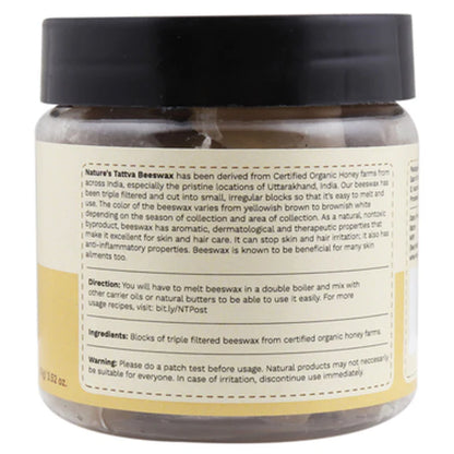 Tattvalogy Pure Beeswax Blocks in Jar Packaging, Perfect for Making Lip Balm, Lotion Bars - 100 gm