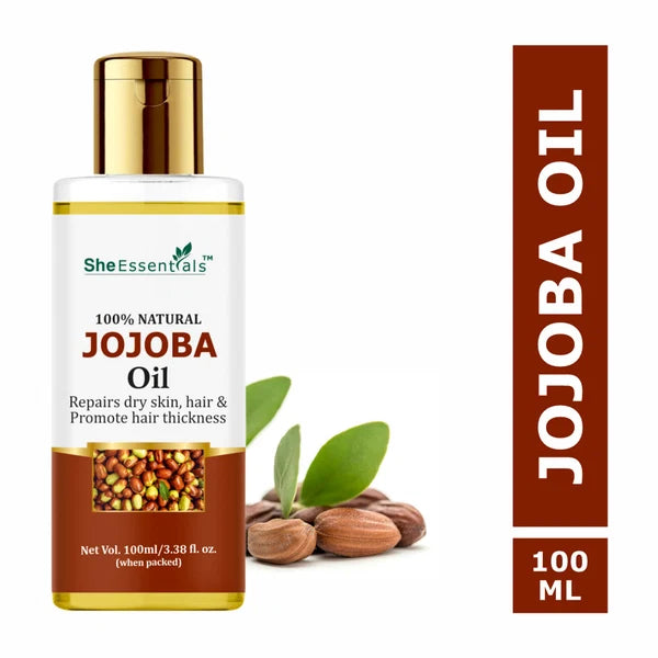 She Essentials Pure Cold Pressed Natural Unrefined Jojoba Oil For Face, Hair & Skin - 100 ml