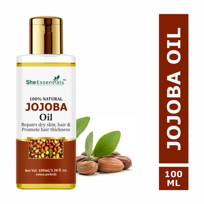 She Essentials Pure Cold Pressed Natural Unrefined Jojoba Oil For Face, Hair & Skin - 100 ml