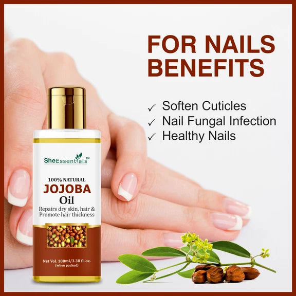 She Essentials Pure Cold Pressed Natural Unrefined Jojoba Oil For Face, Hair & Skin - 100 ml