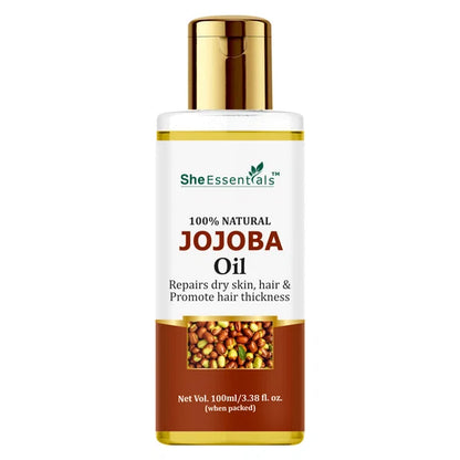 She Essentials Pure Cold Pressed Natural Unrefined Jojoba Oil For Face, Hair & Skin - 100 ml