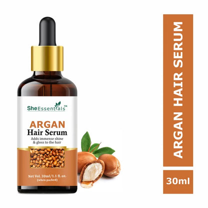 She Essentials Moroccan Argan Hair Serum With Argan Oil For Frizz Free & Shiny Hair - 30 ml