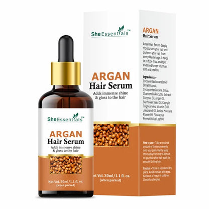 She Essentials Moroccan Argan Hair Serum With Argan Oil For Frizz Free & Shiny Hair - 30 ml