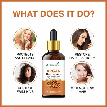 She Essentials Moroccan Argan Hair Serum With Argan Oil For Frizz Free & Shiny Hair - 30 ml
