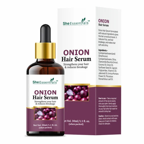 She Essentials Onion Hair Serum With Onion & Biotin For Strong Frizz - Free Hair - 30 ml
