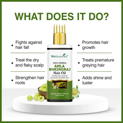 She Essentials Amla Bhringraj Hair Oil For Anti Dandruff & Hair Growth - 100 ml