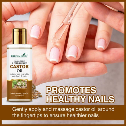 She Essentials 100% Pure Castor & Olive Oil For Skincare & Haircare - combo