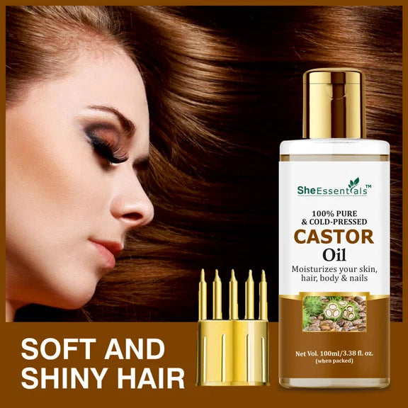 She Essentials 100% Pure Castor & Olive Oil For Skincare & Haircare - combo