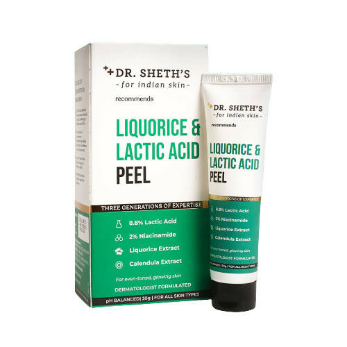 Dr. Sheth's Liquorice & Lactic Acid Peel Mask For Even-Toned, Glowing Skin With 2% Niacinamide Calendula Extract, AHA Peeling Solution