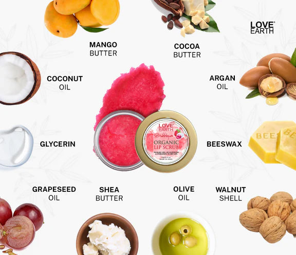 Love Earth Organic Lip Scrub with Shea Butter And Vitamin-E For Lip Hydration And Repair - 10 gm