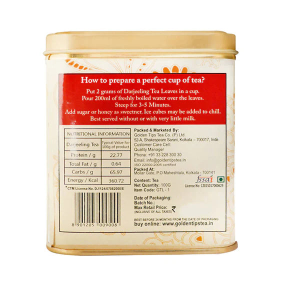 Golden Tips Darjeeling Tea - Tin Can - 100 gm