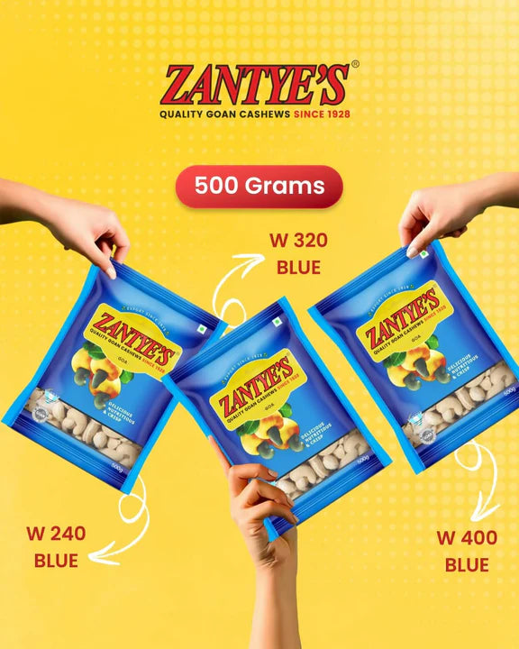Zantye's Goan Cashew W320 Premium Kaju - 500 gm