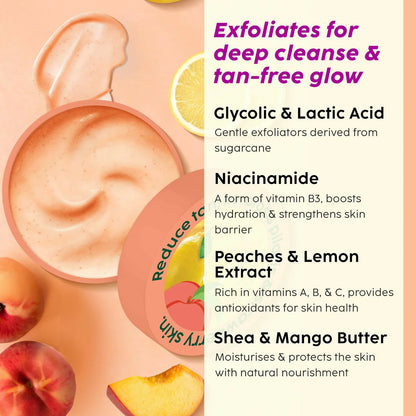 PLIX The Plant Fix Peaches & Lemon Detan Bump Eraser Scrub - Removes Tan & Restores Skin?? Moisture, Reduces Dark Spots