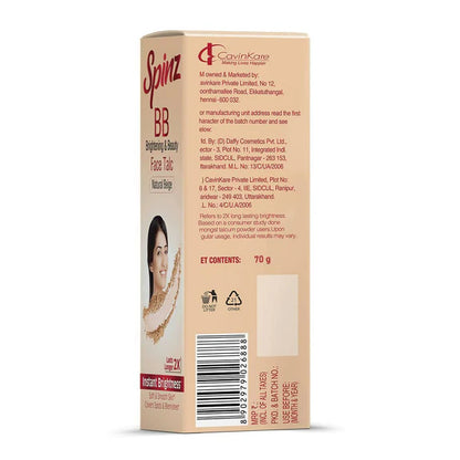 Spinz BB Brightening & Beauty Face Talc - Natural Beige - 70 gm