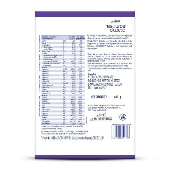 Nestle Resource Diabetic Protein Powder - Vanilla Flavor - 400 gm