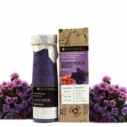 Soulflower Aromatherapy Essential Oil Lavender Bath Salt - 500 gm