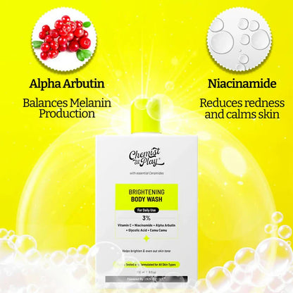 Chemist At Play Brightening Body Wash for Reduces Fades Dark Spots, Evens out Skin Tone Vitamin C with Camu Camu