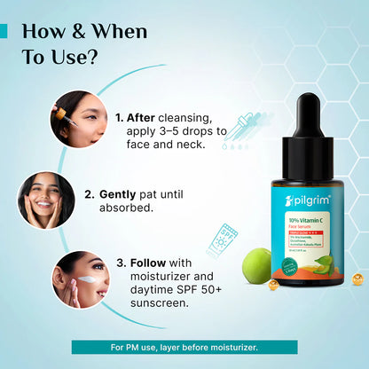Pilgrim 10% Vitamin C Face Serum For Daily Brightness 5% Niacinamide - 30 ml
