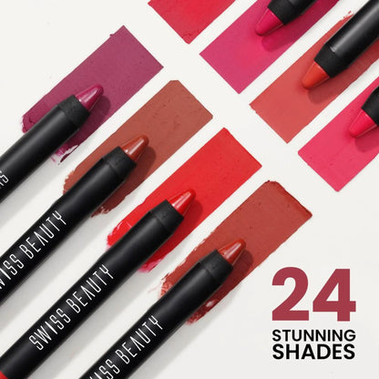 Swiss Beauty Matte Long Lasting Stay Maxx Lip Crayon Lipstick Matte Finish - Bloodshot Maroon - 3.5 gm