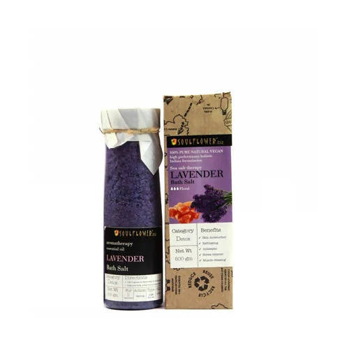 Soulflower Aromatherapy Essential Oil Lavender Bath Salt - 500 gm