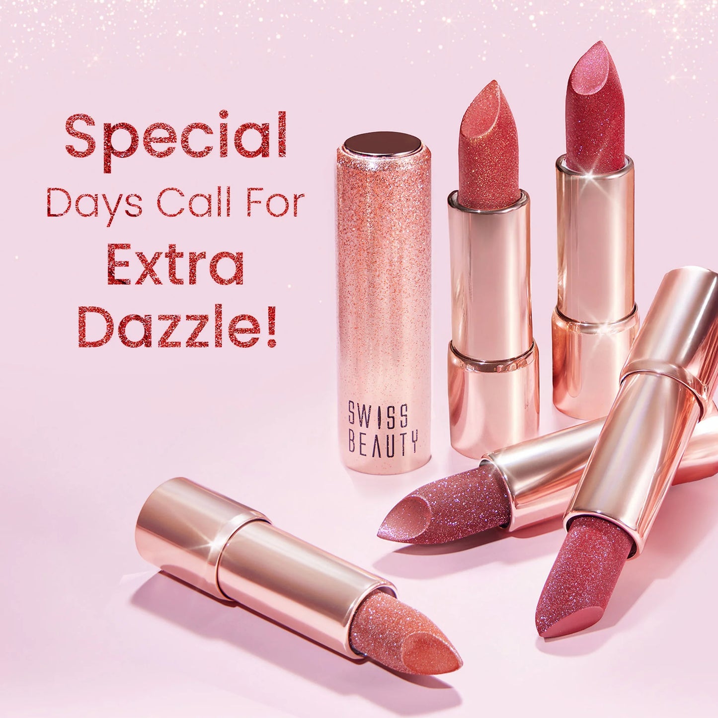 Swiss Beauty More Than Glitter Lipstick - 4 Glitter Rose - 3 gm