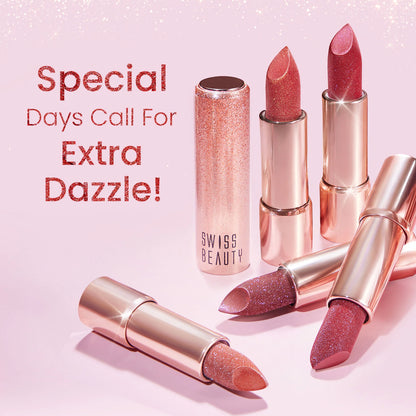 Swiss Beauty More Than Glitter Lipstick - 4 Glitter Rose - 3 gm