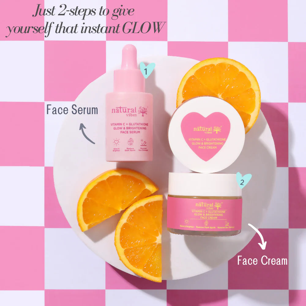 Natural Vibes Vitamin C + Glutathione Glow & Brightening Face Day & Night Cream - 50 gm