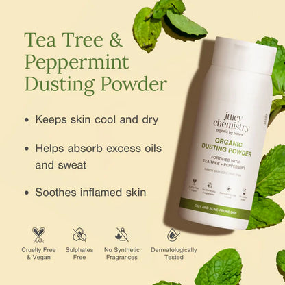 Juicy Chemistry Organic Dusting Powder Fortified With Tea Tree & Peppermint - 100 gm