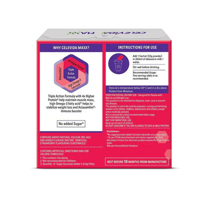 Celevida Maxx Nutrition Powder Sachets - Strawberry Flavor - 14 sachets