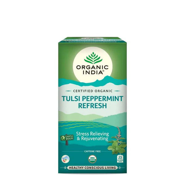Organic India Tulsi Peppermint Refresh Tea Bags - 25 Tea Bags