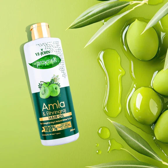 VI-JOHN Prakritik Amla & Bhringraj Hair Oil For premature greying, 100% Natural Bio-Actives - 250 ml