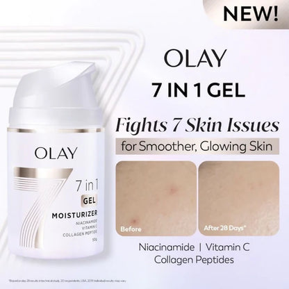 Olay 7in1 Gel Moisturizer with Niacinamide, Vitamin C, Collagen Peptide - 50 gm