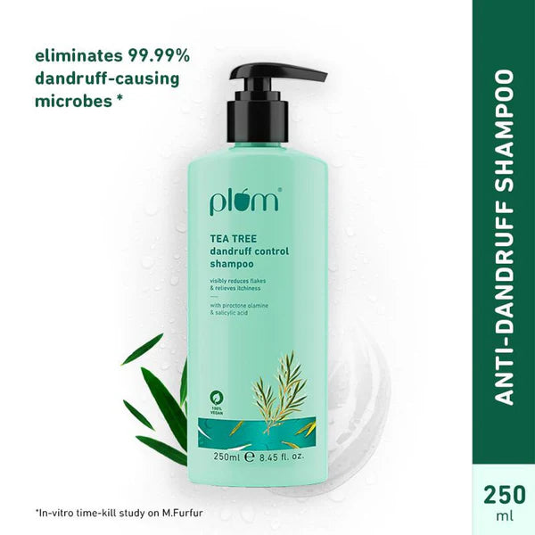 Plum Tea Tree Dandruff Control Shampoo, Paraben-Free with Piroctone Olamine - 250 ml