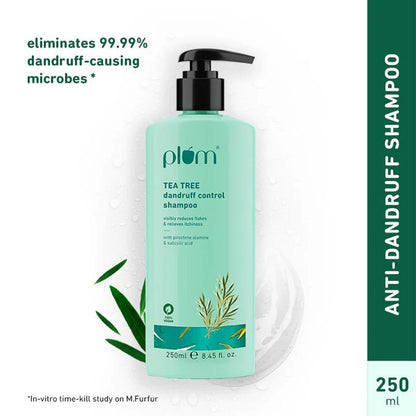 Plum Tea Tree Dandruff Control Shampoo, Paraben-Free with Piroctone Olamine - 250 ml