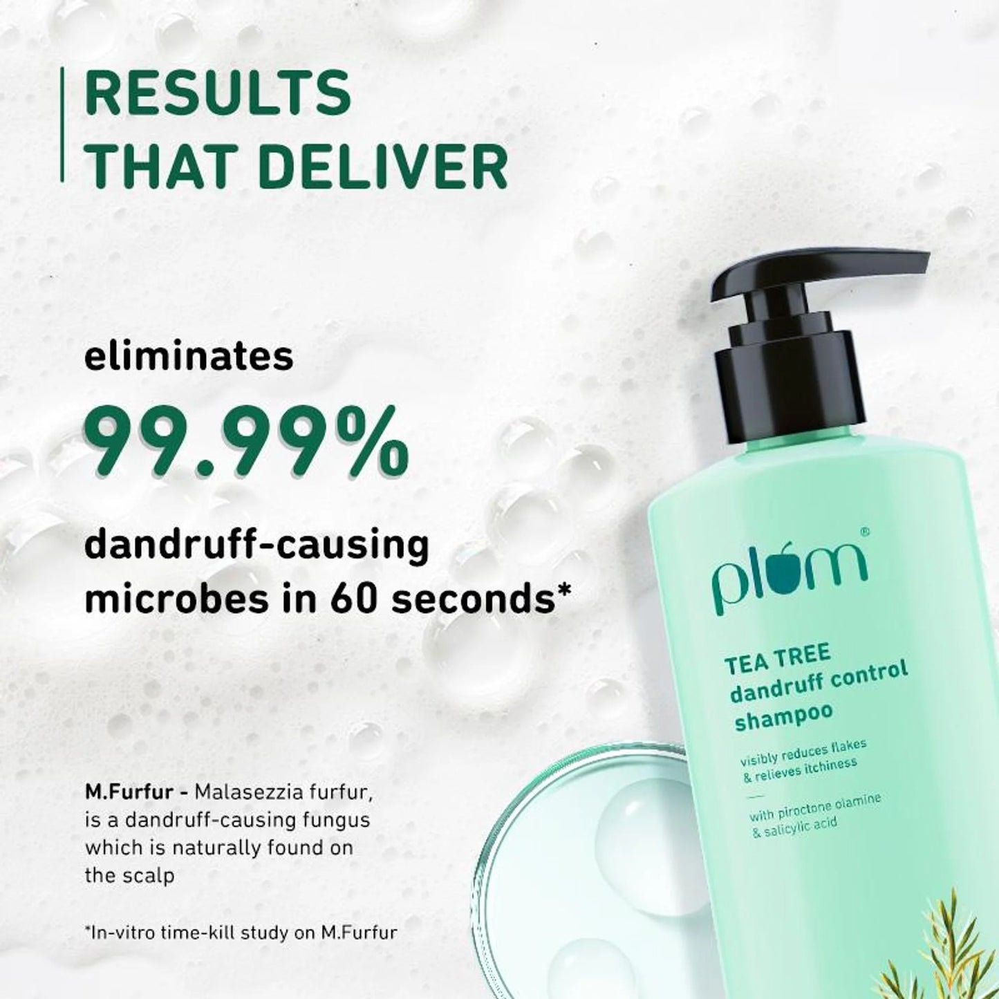 Plum Tea Tree Dandruff Control Shampoo, Paraben-Free with Piroctone Olamine - 250 ml