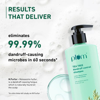Plum Tea Tree Dandruff Control Shampoo, Paraben-Free with Piroctone Olamine - 250 ml