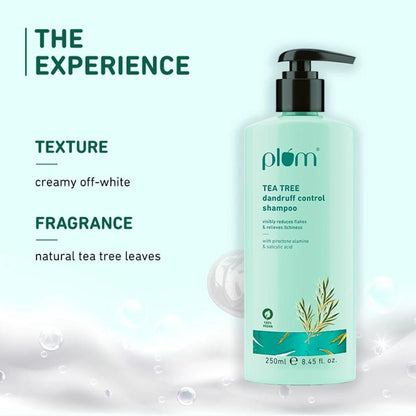 Plum Tea Tree Dandruff Control Shampoo, Paraben-Free with Piroctone Olamine - 250 ml