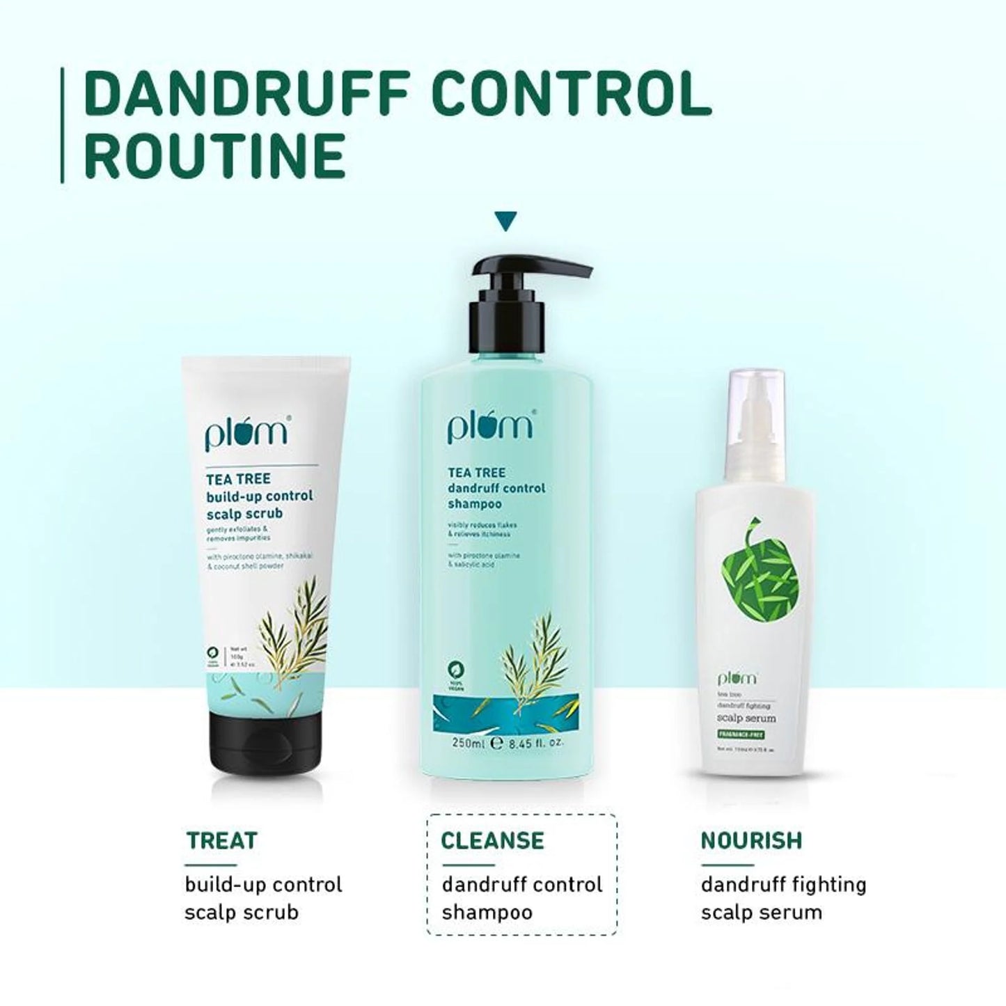 Plum Tea Tree Dandruff Control Shampoo, Paraben-Free with Piroctone Olamine - 250 ml
