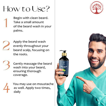 Ivory Natural Grey Beard Wash For Beard Graying And Restoring Beard'S Natural Black Shade - 200 ml