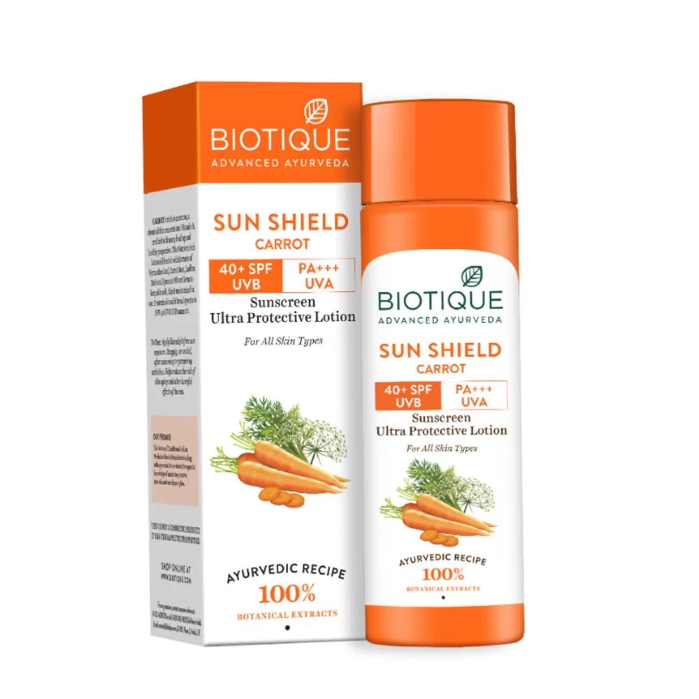 Biotique Advanced Ayurveda Bio Carrot 40+ SPF UVA/UVB Sunscreen Ultra Soothing Face Lotion