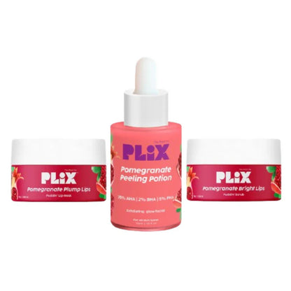 PLIX The Plant Fix Pomegranate Plump Lips, Puddin Mask & Scrub With Peeling Potion - combo