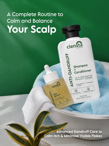 Clensta Anti-Dandruff Shampoo + Conditioner | Flake & Itch Control Hair Care
