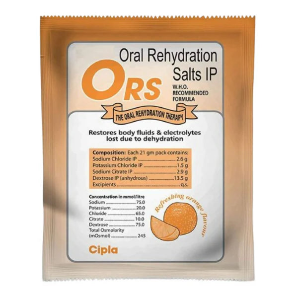 Cipla Ors Prolyte Sachet Orange Flavor - 21 gm - Pack of 10